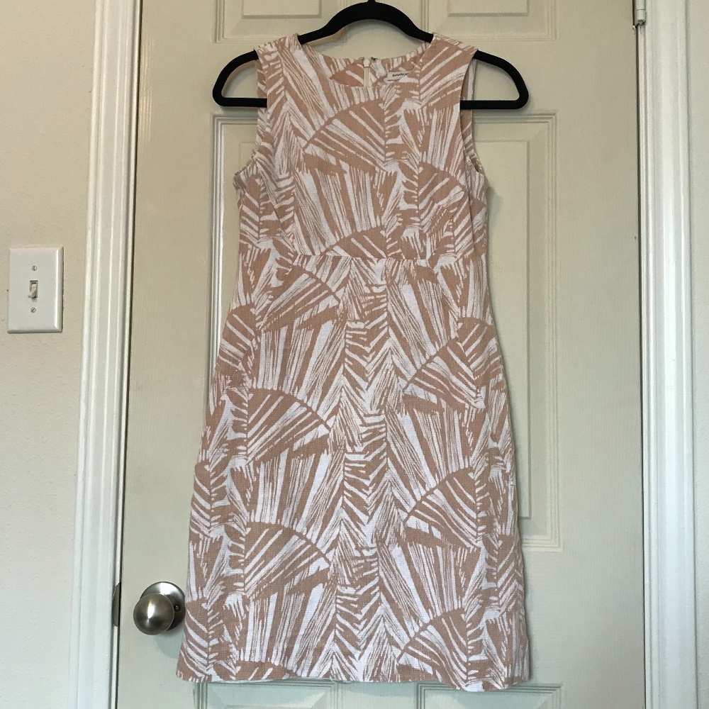 Banana Republic Tan/White Leaf Sleeveless Dress